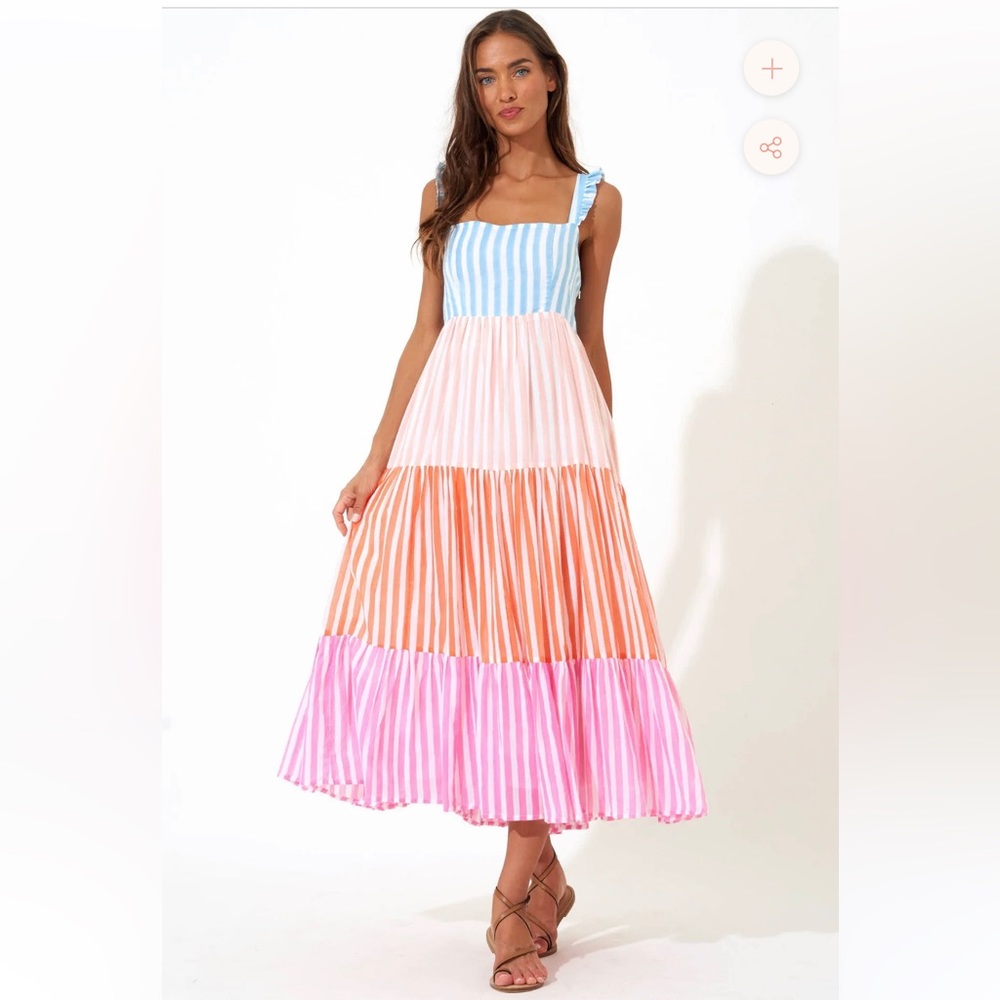 OLIPHANT Ruffle Cross Back Midi Nassau Pink - NEW